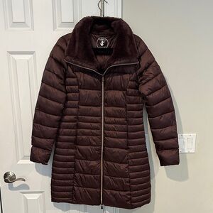 Save The Duck Jacket Womens Size 3 Ultra Light Long Puffer Plumtech Vegan